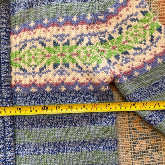 Woolrich Wool Blend Zip Up Cardigan Sweater Blue Green Pink Size M/L Jacket - Picture 6 of 9